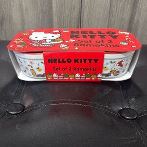 New Hello Kitty White Christmas Set Of 2 Round Ramekins By Zrike Brands & Sanrio